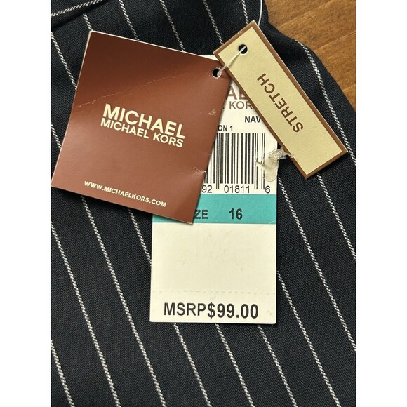 Michael Kors Black/White Pinstripe Dress Pants Woman‎ Sz 16 NWT - Picture 4 of 6